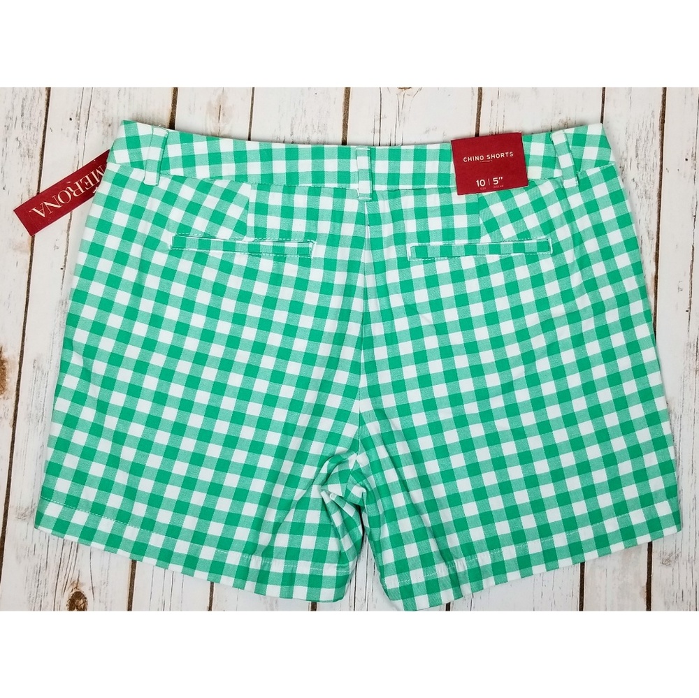 Merona Green White Check Women's Chino Shorts NWT
